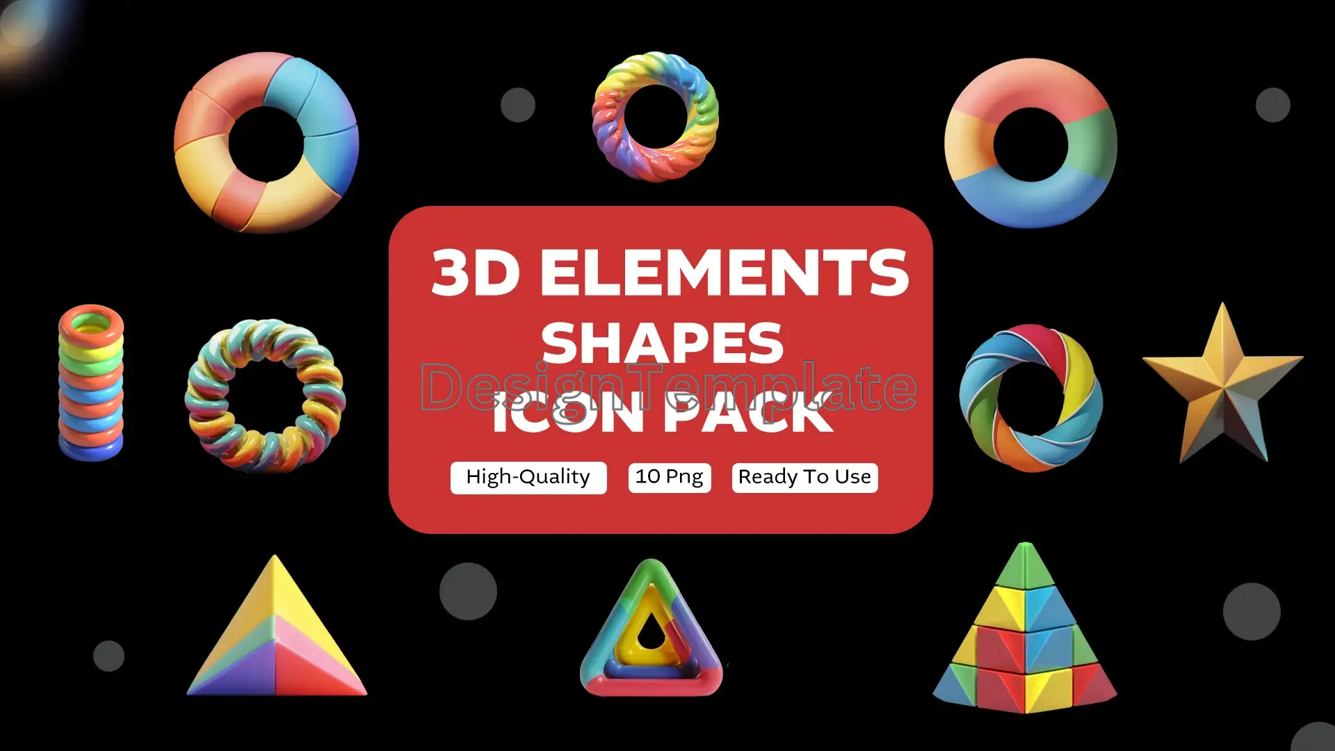 Dimensional Designs Vibrant 3D Shapes Icons Set